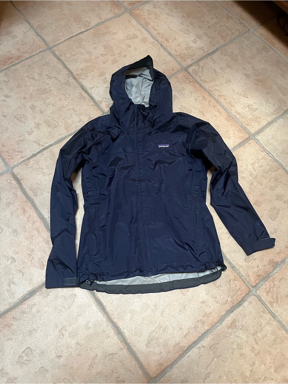Patagonia Navy Hooded Rain Jacket